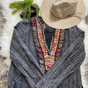 Aratta Silent Journey Embroidered Peasant Top XS